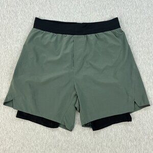 Lululemon Diffract Running Shorts Mens M Lined 6" Inseam Gray Drawstring Stretch